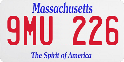 MA license plate 9MU226