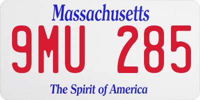 MA license plate 9MU285