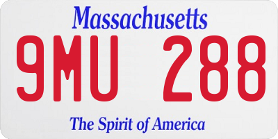 MA license plate 9MU288