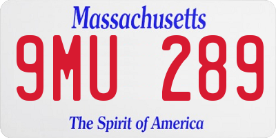 MA license plate 9MU289