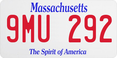 MA license plate 9MU292