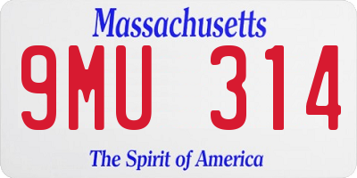 MA license plate 9MU314