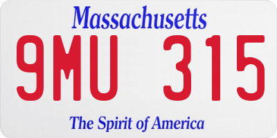 MA license plate 9MU315