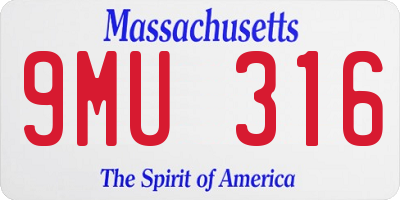 MA license plate 9MU316