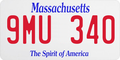 MA license plate 9MU340