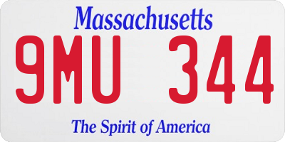MA license plate 9MU344