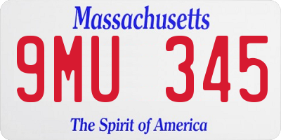 MA license plate 9MU345