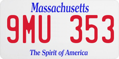MA license plate 9MU353