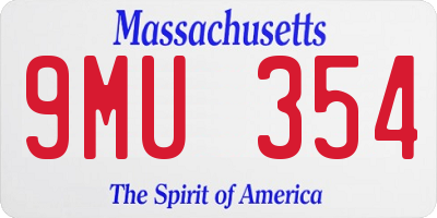 MA license plate 9MU354