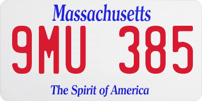 MA license plate 9MU385