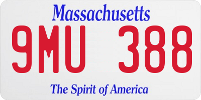 MA license plate 9MU388