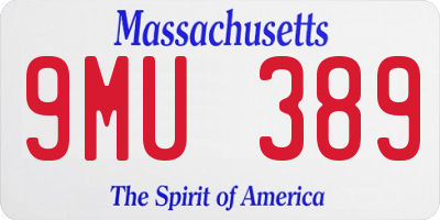 MA license plate 9MU389