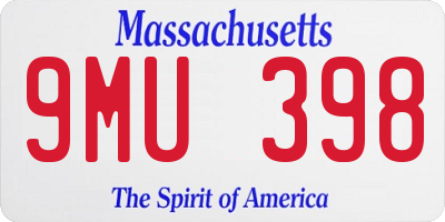 MA license plate 9MU398