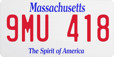 MA license plate 9MU418