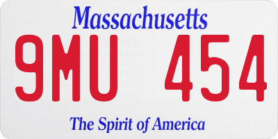 MA license plate 9MU454