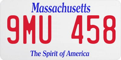 MA license plate 9MU458