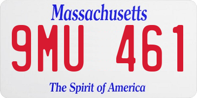 MA license plate 9MU461