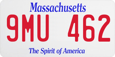 MA license plate 9MU462