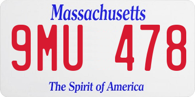 MA license plate 9MU478