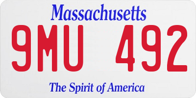 MA license plate 9MU492