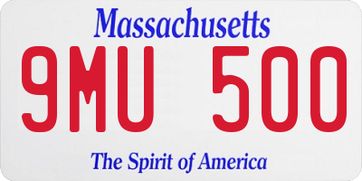 MA license plate 9MU500