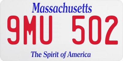 MA license plate 9MU502