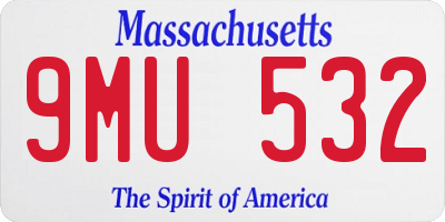 MA license plate 9MU532