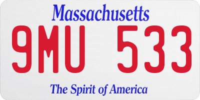 MA license plate 9MU533
