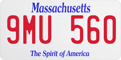 MA license plate 9MU560