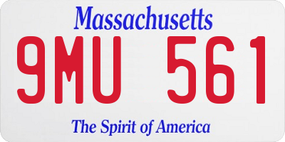 MA license plate 9MU561