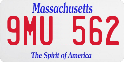 MA license plate 9MU562