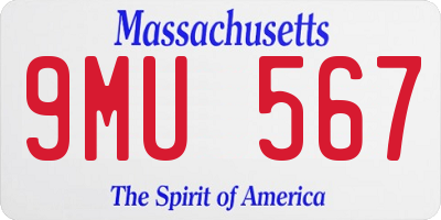 MA license plate 9MU567