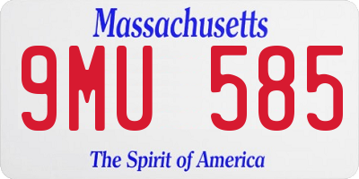 MA license plate 9MU585