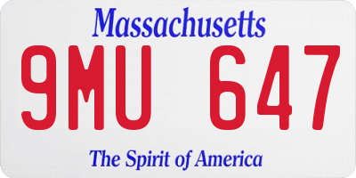 MA license plate 9MU647