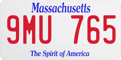 MA license plate 9MU765