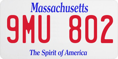 MA license plate 9MU802