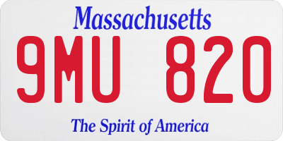 MA license plate 9MU820