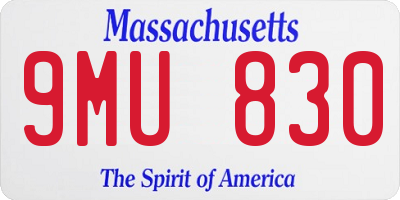 MA license plate 9MU830