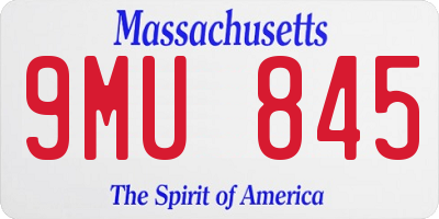 MA license plate 9MU845