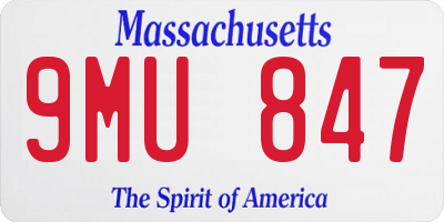 MA license plate 9MU847
