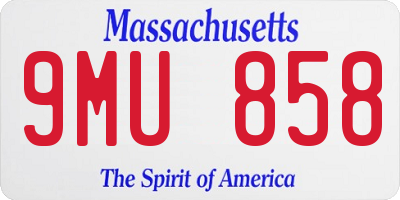 MA license plate 9MU858