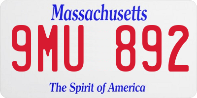 MA license plate 9MU892