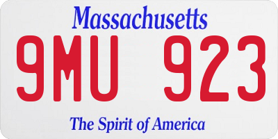 MA license plate 9MU923