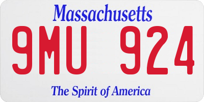 MA license plate 9MU924