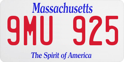 MA license plate 9MU925