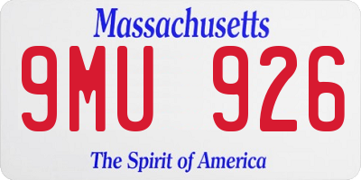 MA license plate 9MU926