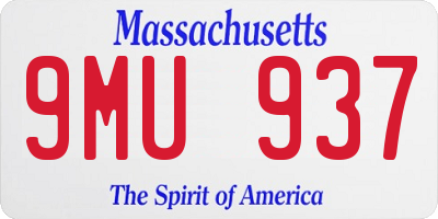 MA license plate 9MU937