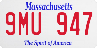 MA license plate 9MU947