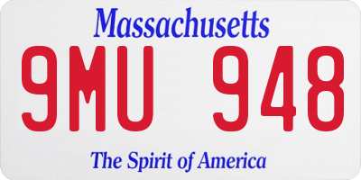 MA license plate 9MU948