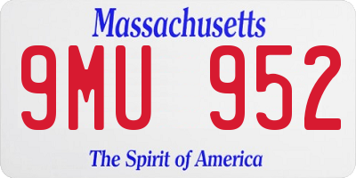 MA license plate 9MU952